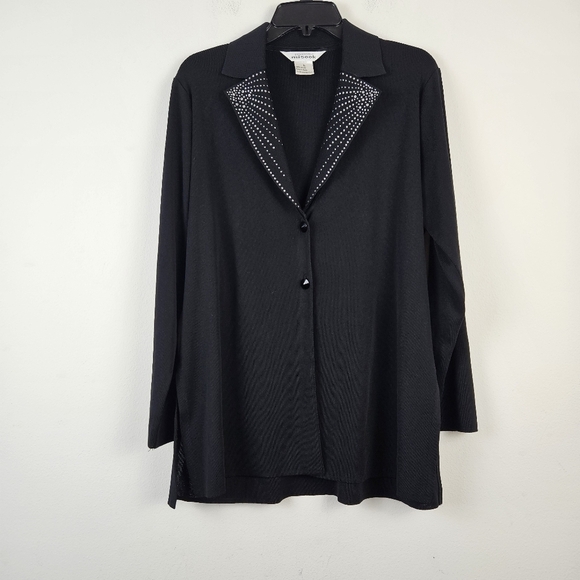 Exclusively Misook Black Embellished Cardigan Size Large - Picture 1 of 6